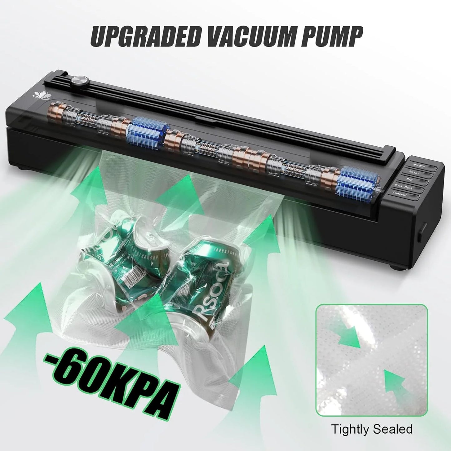 Vacuum Sealer Machine, Cordless Rechargeable Food Vacuum Sealer for Dry/Moist Food Storage