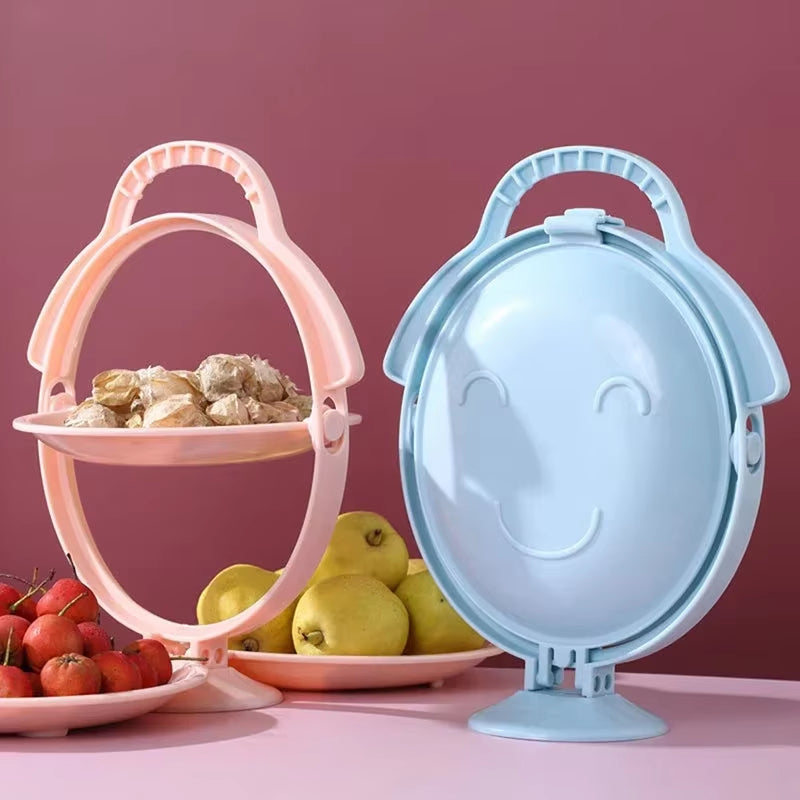 Creative Double Layer Folding Fruit Tray Desserts Plate Living Room Tea Table Snack Plates Cookies Dish Dry Fruits Nuts Trays