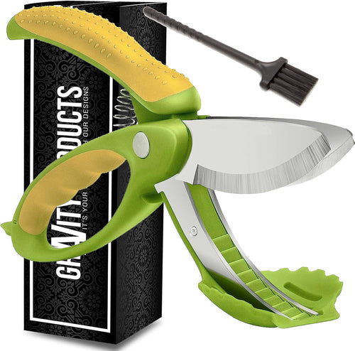 Salad Scissors - 2-In-1 Food Chopper and Kitchen Shears for Easy Salad Making, Vegetables, Meat & More - Ergonomic Handle, Stainless Steel Blades