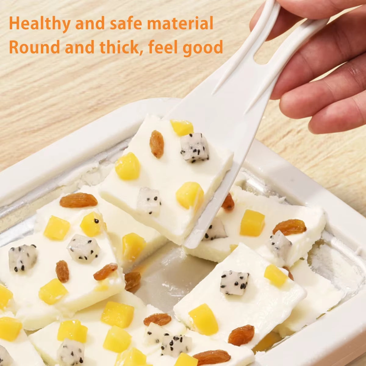 Ice Cream Maker Pan with 2 Scrapers Ice Cream Maker Plate Multifunctional Cold Sweet Fried Food Plate Rolled Ice Cream Maker