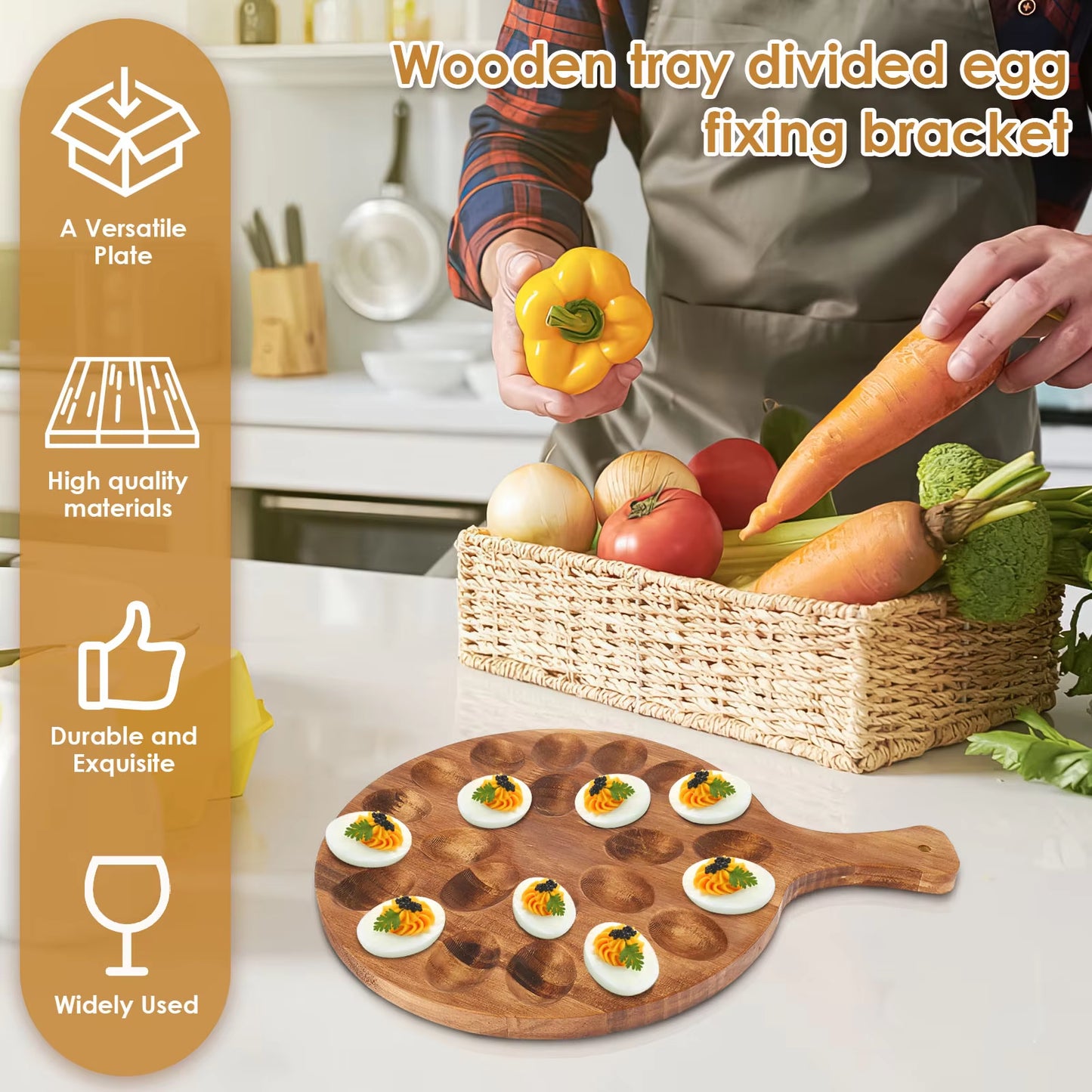 Wooden Egg Tray 6/24 Holes Egg Storage Holder Home Kitchen Cooking Organizer Rack for Tabletop Display Refrigerator Storage Tool