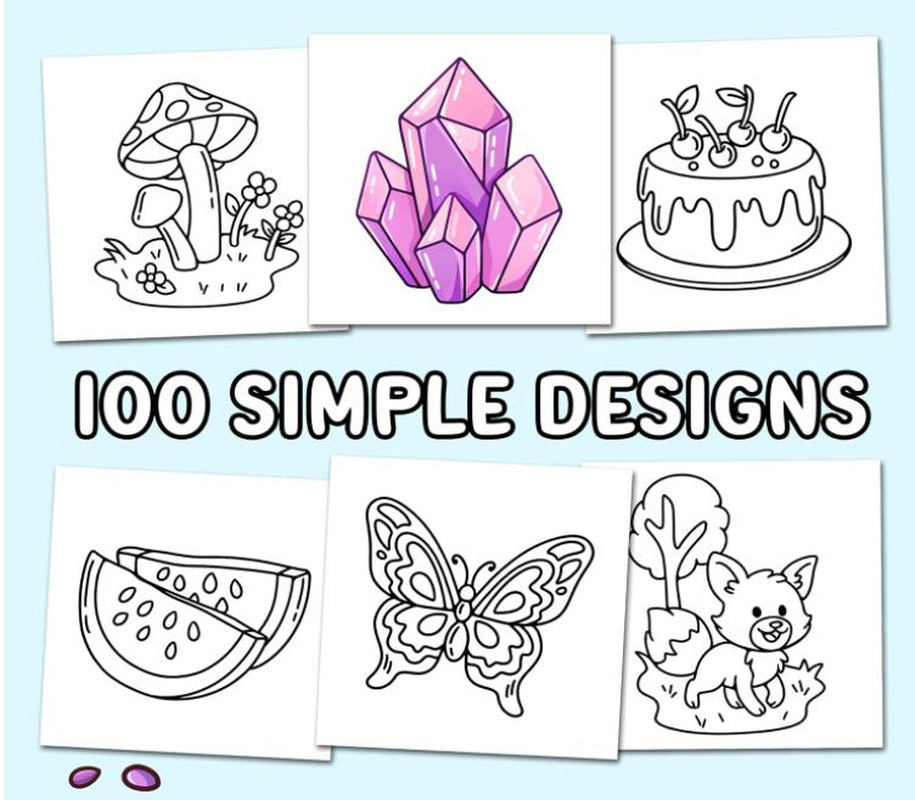 100 Bold Coloring Book Simple, Easy, and Large Print Designs for Adults and Kids with Animals, Flowers, Food, and More! (Bold and Easy Coloring Books)