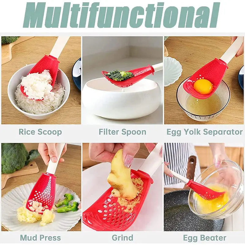 Multifunctional Cooking Spoons Grinding Cooking Spoons Mashing Draining Funnel Egg Stirrer Potato Mashing Frying Spatula