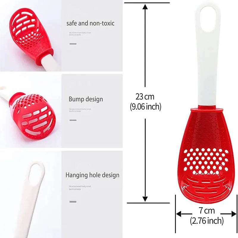 Multifunctional Cooking Spoons Grinding Cooking Spoons Mashing Draining Funnel Egg Stirrer Potato Mashing Frying Spatula