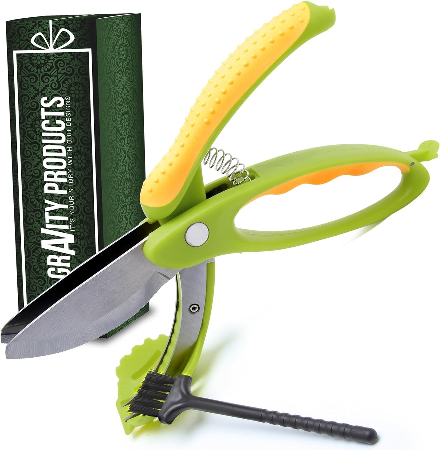 Salad Scissors - 2-In-1 Food Chopper and Kitchen Shears for Easy Salad Making, Vegetables, Meat & More - Ergonomic Handle, Stainless Steel Blades