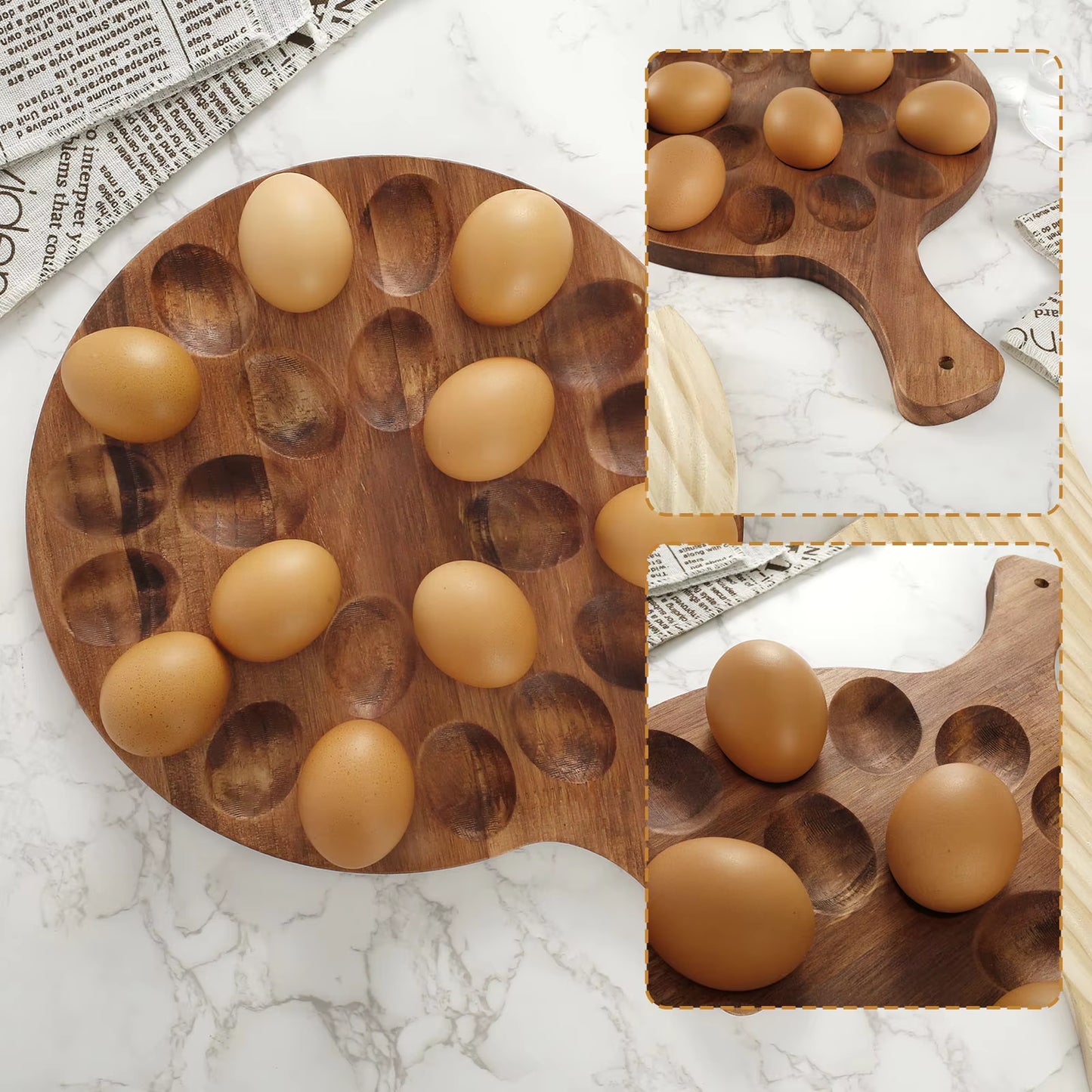 Wooden Egg Tray 6/24 Holes Egg Storage Holder Home Kitchen Cooking Organizer Rack for Tabletop Display Refrigerator Storage Tool