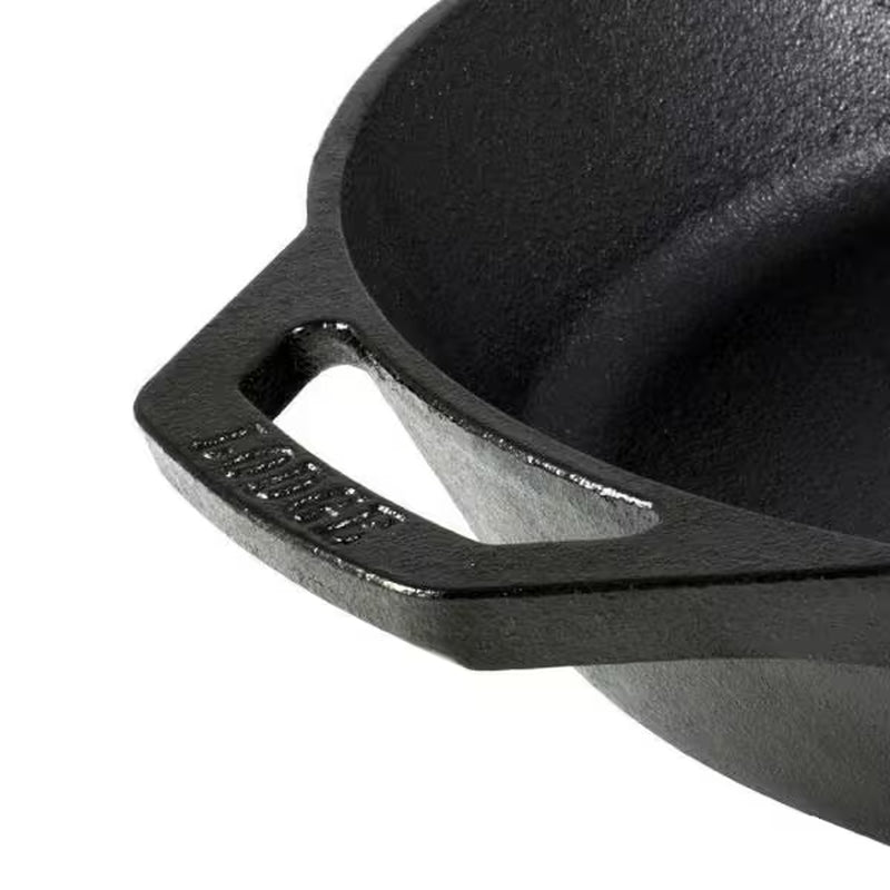 In Cast Iron Skillet in Black with Dual Handles for outdoor indoor
