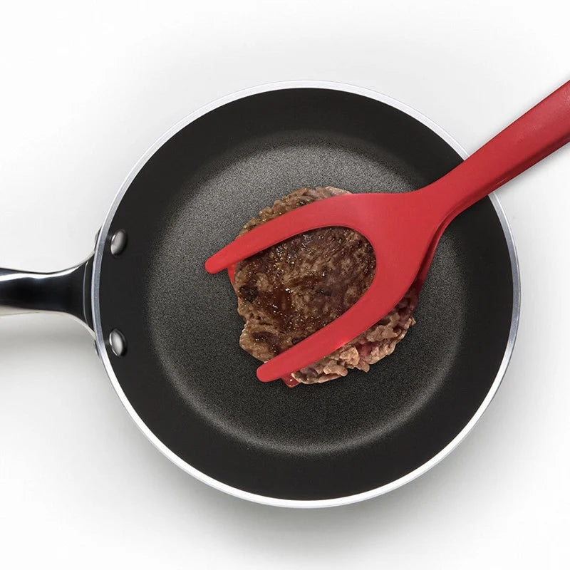 2 in 1 Grip and Flip Tongs Egg Spatula Tongs Clamp Pancake Fried Egg French Toast Omelet Overturned Kitchen Accessories