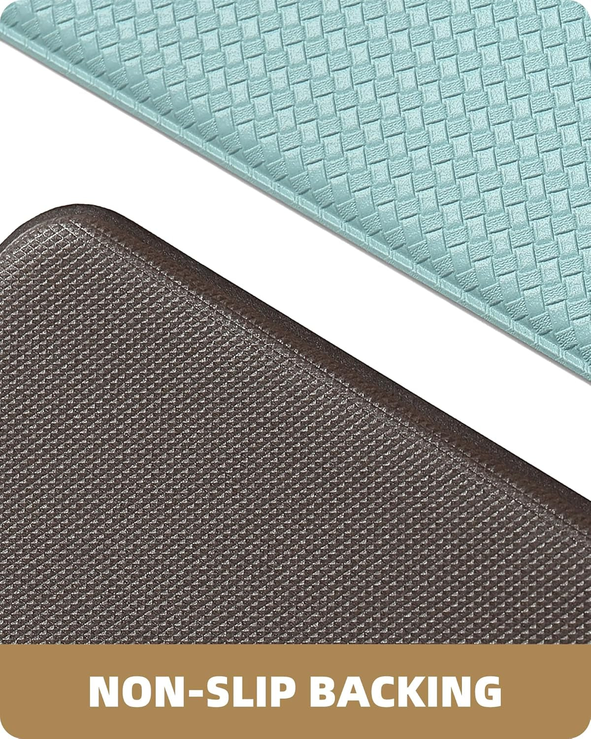 Kitchen Rugs, Kitchen Runner Rug Kitchen Floor Mat, Cushioned Anti-Fatigue Kitchen Mat, Non Slip Waterproof Comfort Standing Padded, Memory Foam Kitchen Mat, 17"X59", Teal
