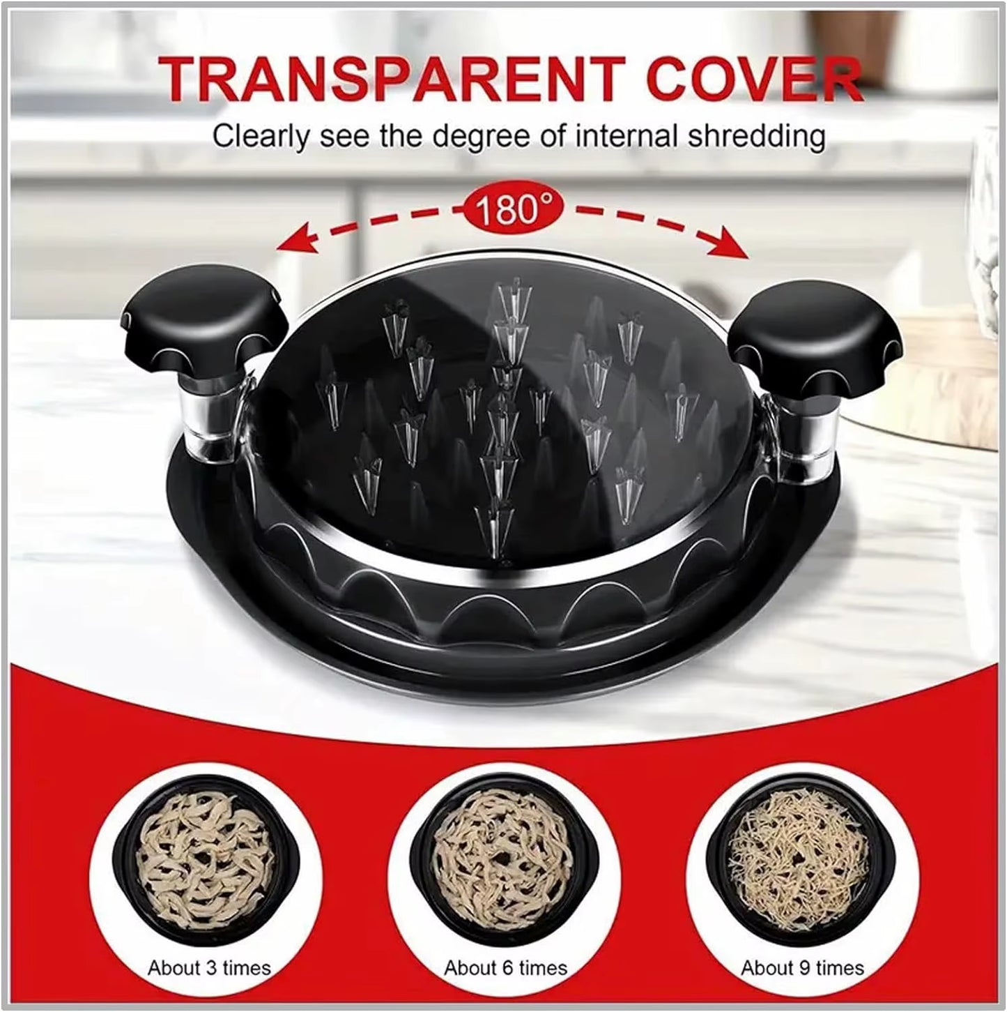 Chicken Chopper Chicken Chopper with Transparent Dsplay Cover Non-Slip Base Suitable for Dishwasher Meat Shredder