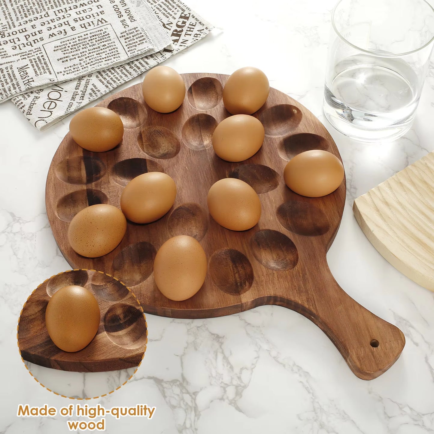 Wooden Egg Tray 6/24 Holes Egg Storage Holder Home Kitchen Cooking Organizer Rack for Tabletop Display Refrigerator Storage Tool