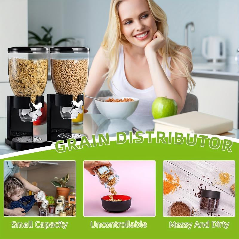 Pancerka Large Capacity Dual Control Grain Dispenser - Easy to Operate, Adjustable Portion Control, and Mess-Free Design - Perfect for Festive Occasions, Breakfast, and Snack Time with Family and Friends Containers Kitchen Utensils Plastic
