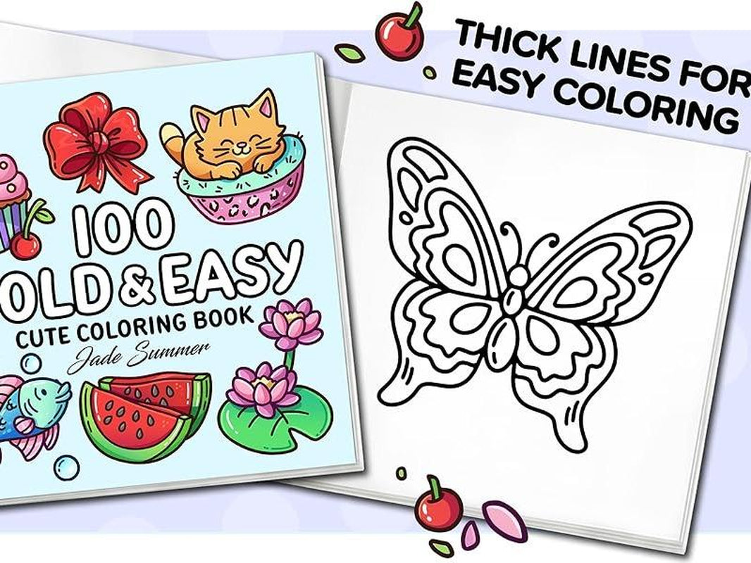 100 Bold Coloring Book Simple, Easy, and Large Print Designs for Adults and Kids with Animals, Flowers, Food, and More! (Bold and Easy Coloring Books)