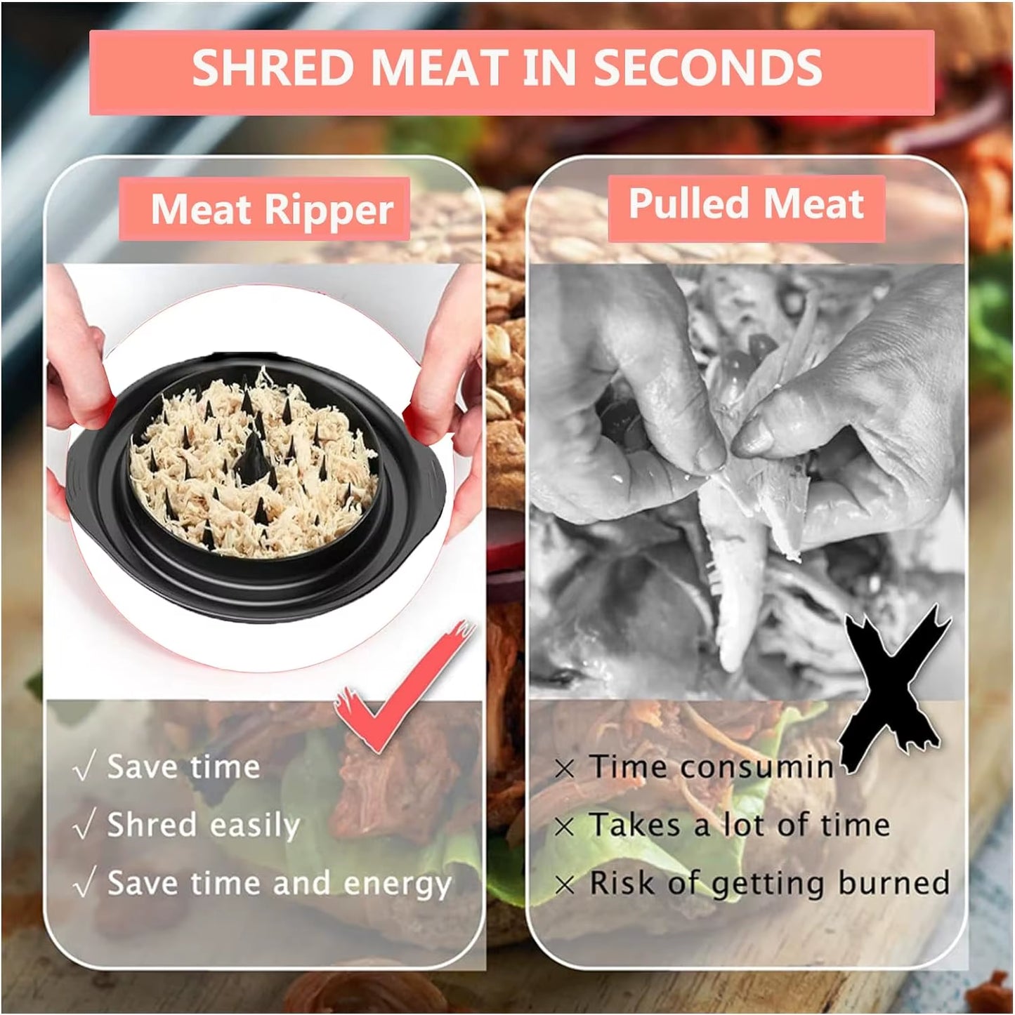 Chicken Chopper Chicken Chopper with Transparent Dsplay Cover Non-Slip Base Suitable for Dishwasher Meat Shredder