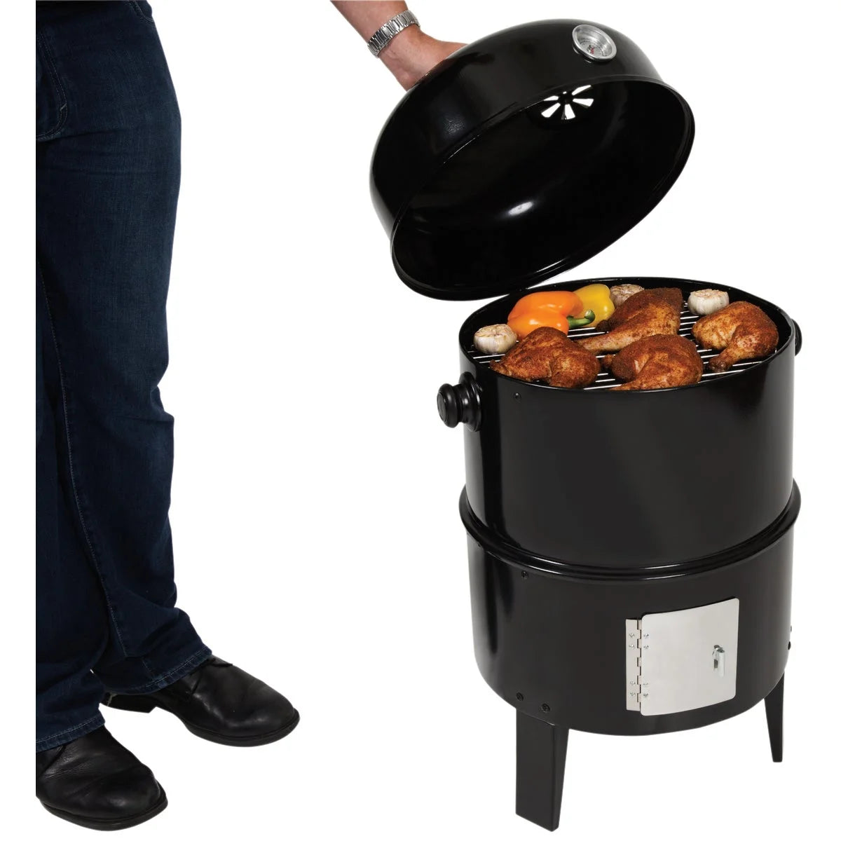 Charcoal Grill traditional vertical smoker rust resistant finish