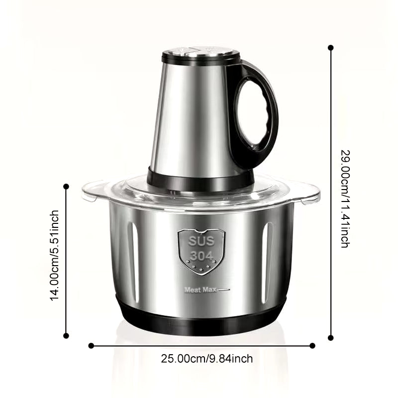 Electric Meat Mincer Grinder Stainless Steel Chopper 5L Food Processor Garlic Mud Maker Blender Large Capacity Kitchen Utensils