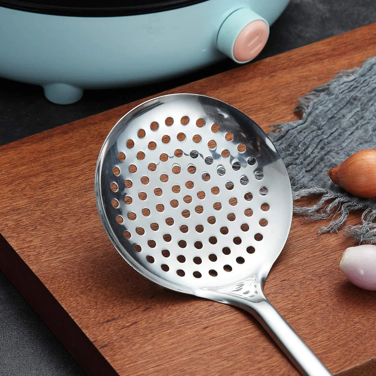 Kitchen Skimmer, Stainless Steel Strainer Spoon, Metal Slotted Cooking Skimmer for Cooking