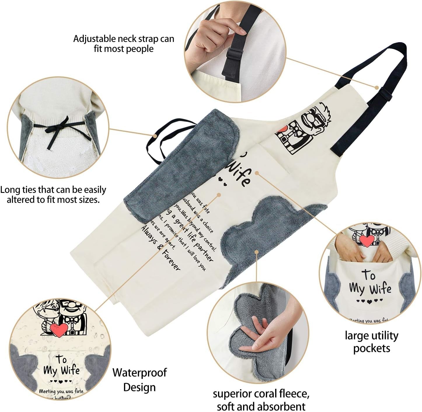 Engraved Kitchen Cooking Apron for Family Suitable different occasions
