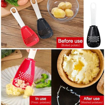 Multifunctional Cooking Spoons Grinding Cooking Spoons Mashing Draining Funnel Egg Stirrer Potato Mashing Frying Spatula