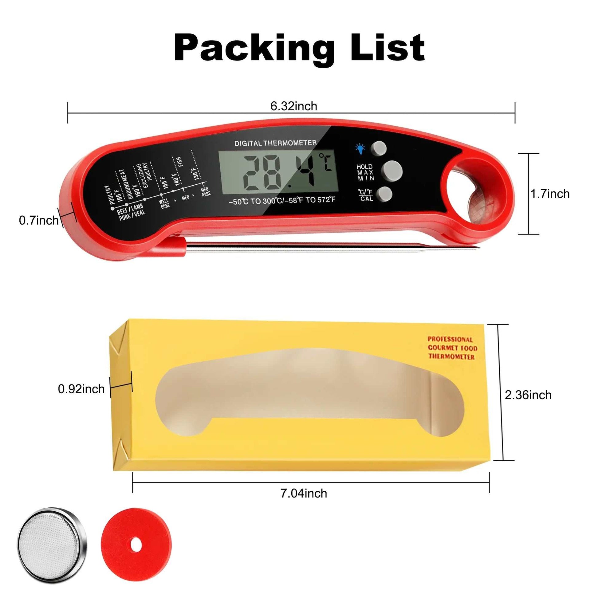 Digital Meat Thermometer Instant Read Food for BBQ Grilling Cooking