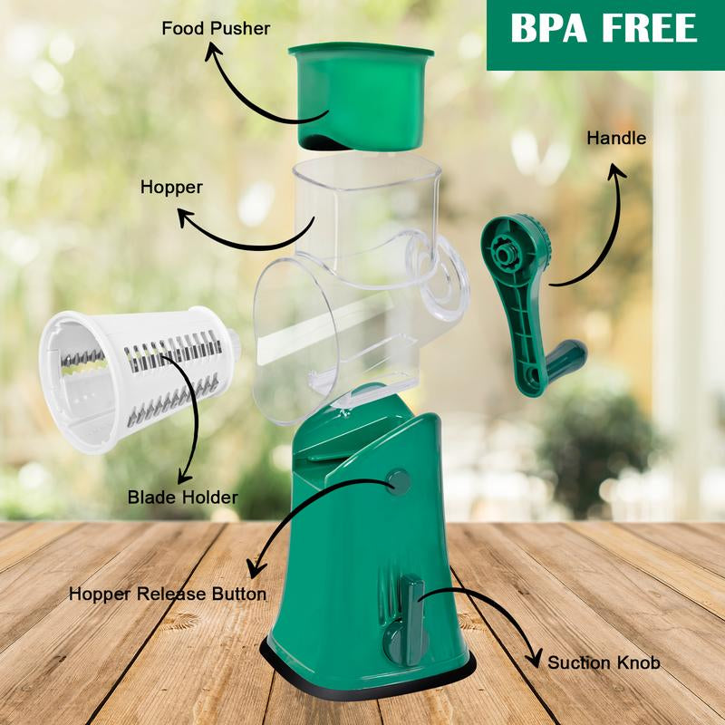 Cheese Grater Rotary, Rotary Grater for Kitchen, Kitchen Grater Vegetable Slicer with 5 Drum Blades, Fast Cutting Cheese Shredder for Vegetables and Nuts for Valentine'S Day Father'S Day Mother'S Day Gift
