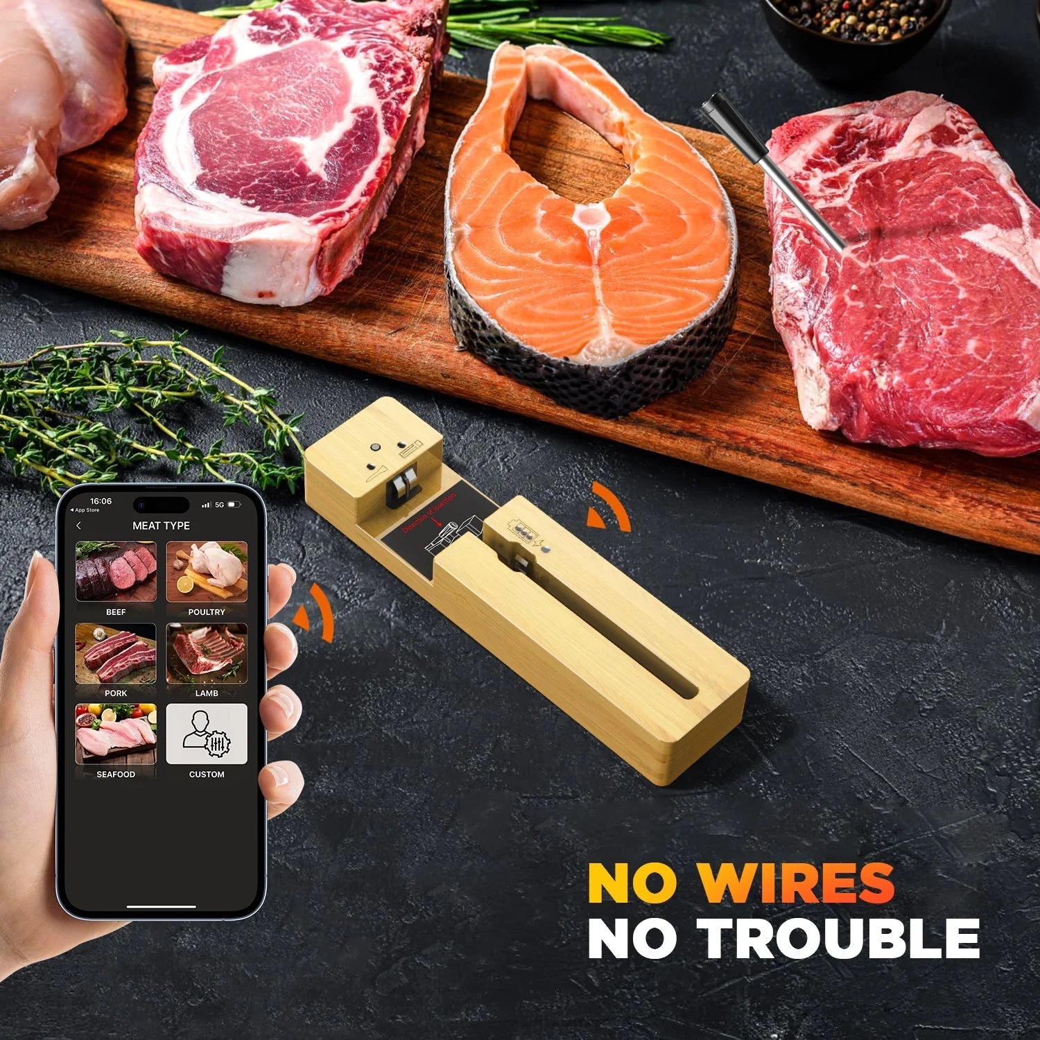 Smart Blue Meat Thermometer for Grill & Oven Cooking technology