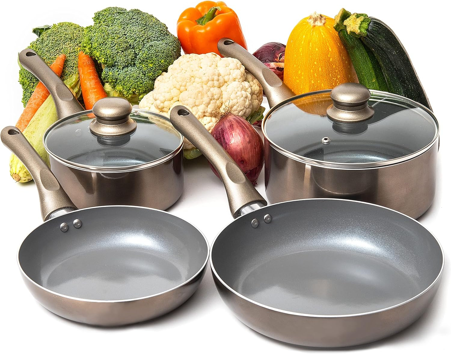 Piece Nonstick Cookware Set with Lids lightweight aluminum Bakelite