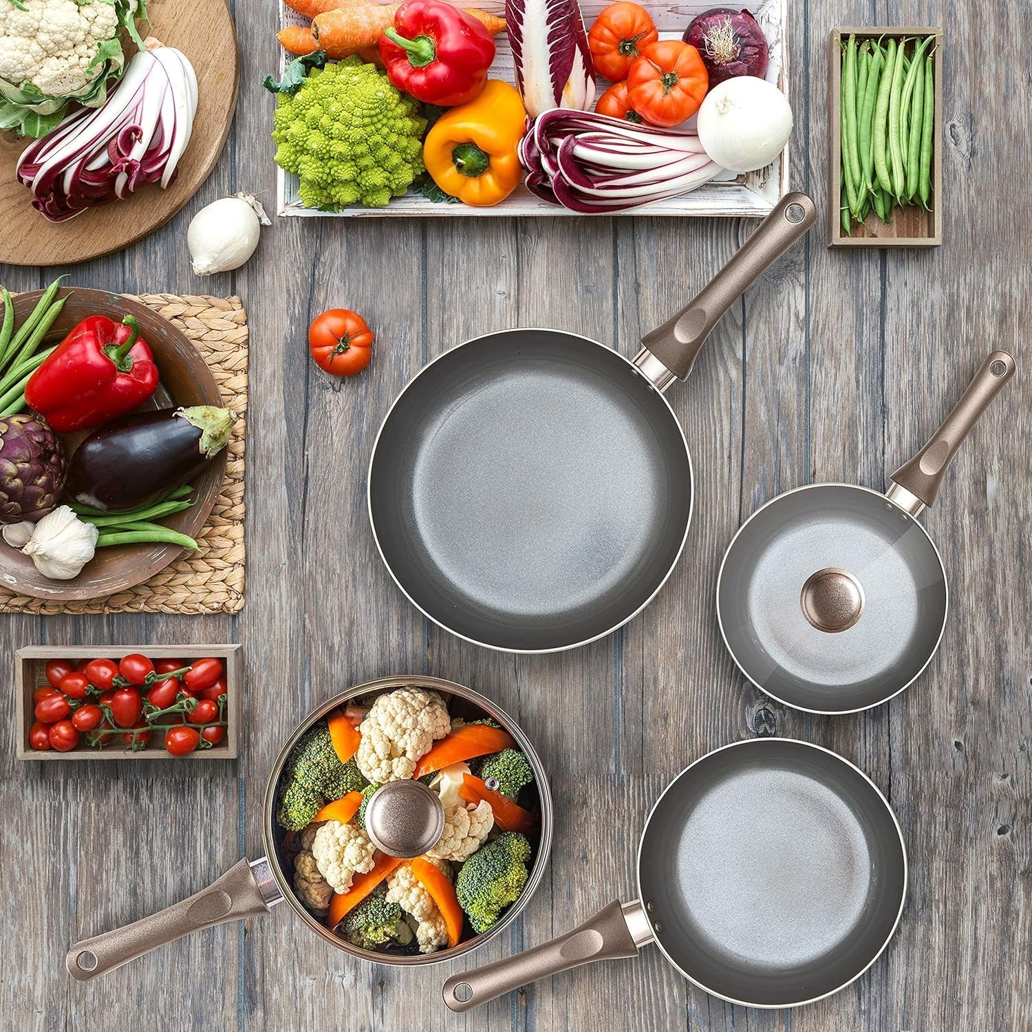 Piece Nonstick Cookware Set with Lids lightweight aluminum Bakelite