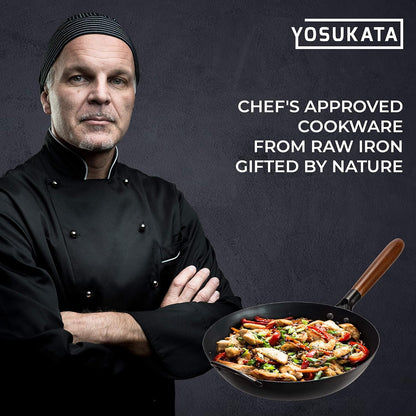 Coating Free Carbon Steel Pan 11.8 Inch Stir Frying Pan with Removable