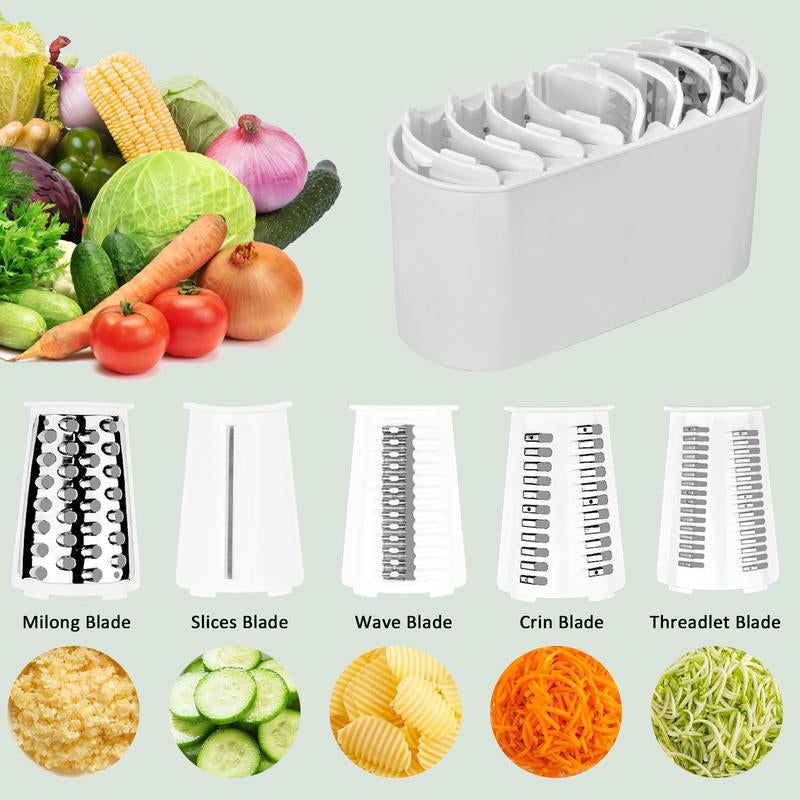 Cheese Grater Rotary, Rotary Grater for Kitchen, Kitchen Grater Vegetable Slicer with 5 Drum Blades, Fast Cutting Cheese Shredder for Vegetables and Nuts for Valentine'S Day Father'S Day Mother'S Day Gift