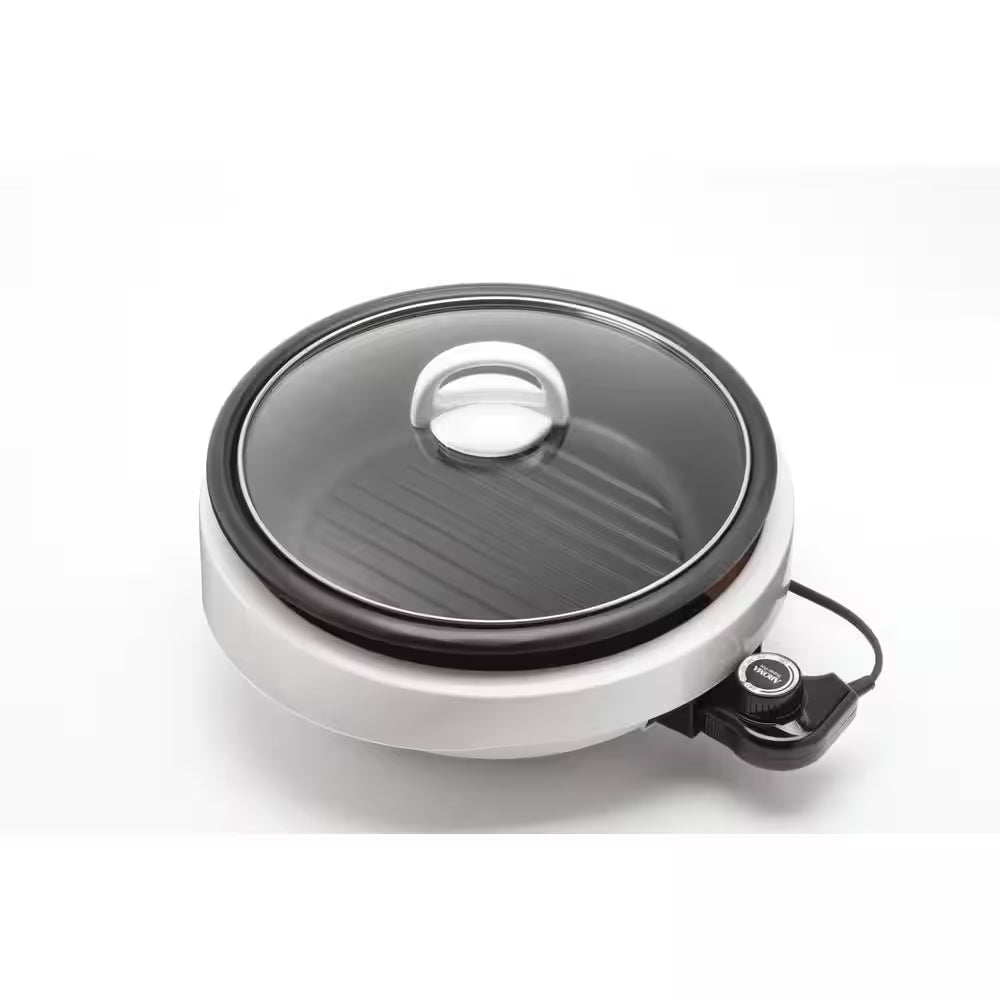Super Pot 3 In 1 10 In White Indoor Grill with Lid