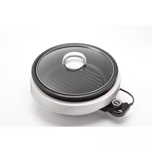 Super Pot 3 In 1 10 In White Indoor Grill with Lid