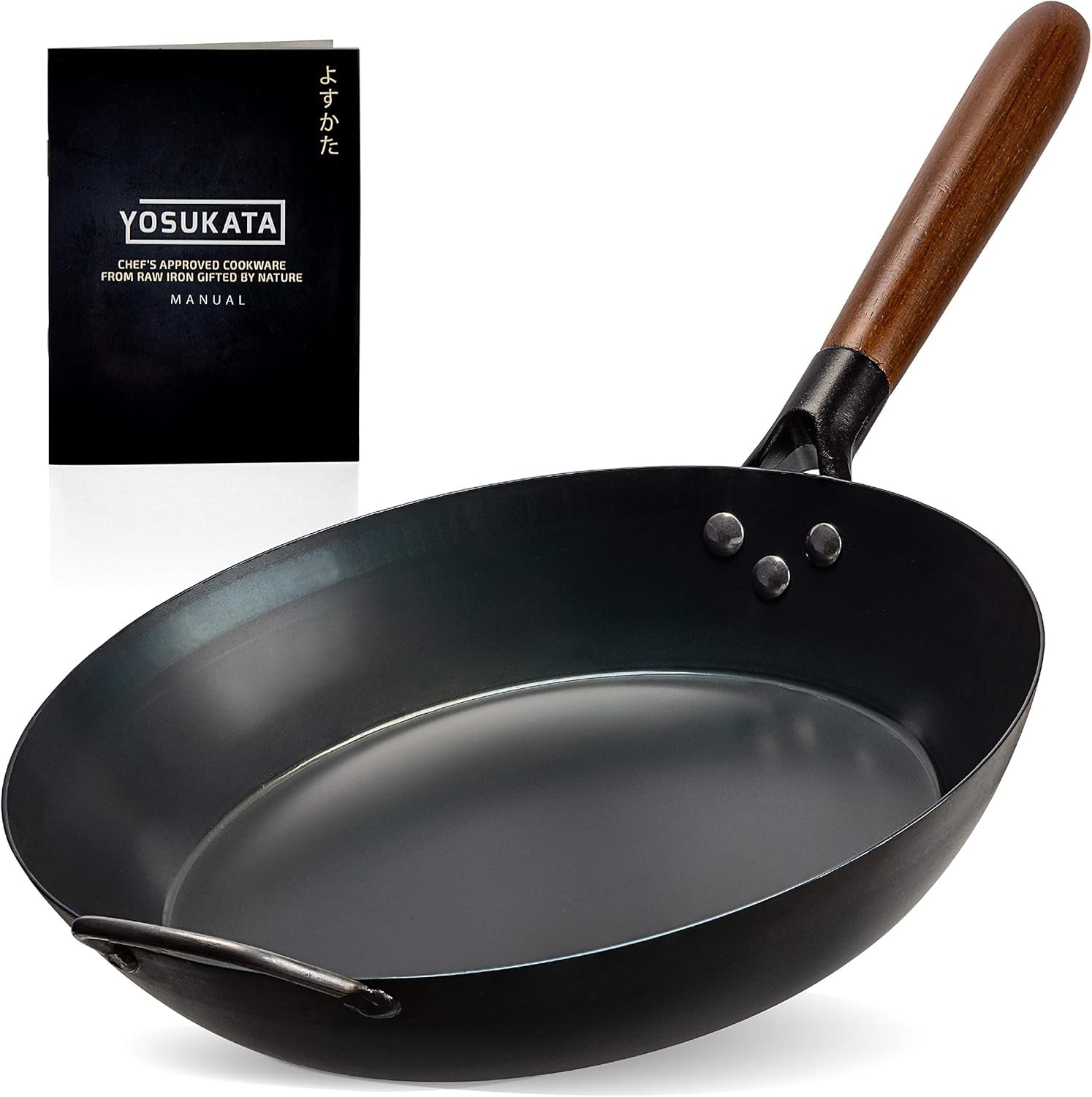 Coating Free Carbon Steel Pan 11.8 Inch Stir Frying Pan with Removable