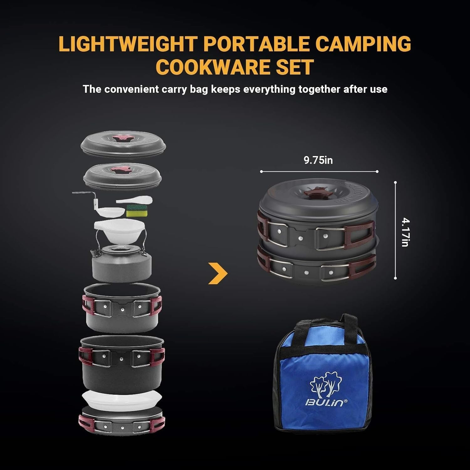 Camping Cookware Set Lightweight Outdoor Mess Kit