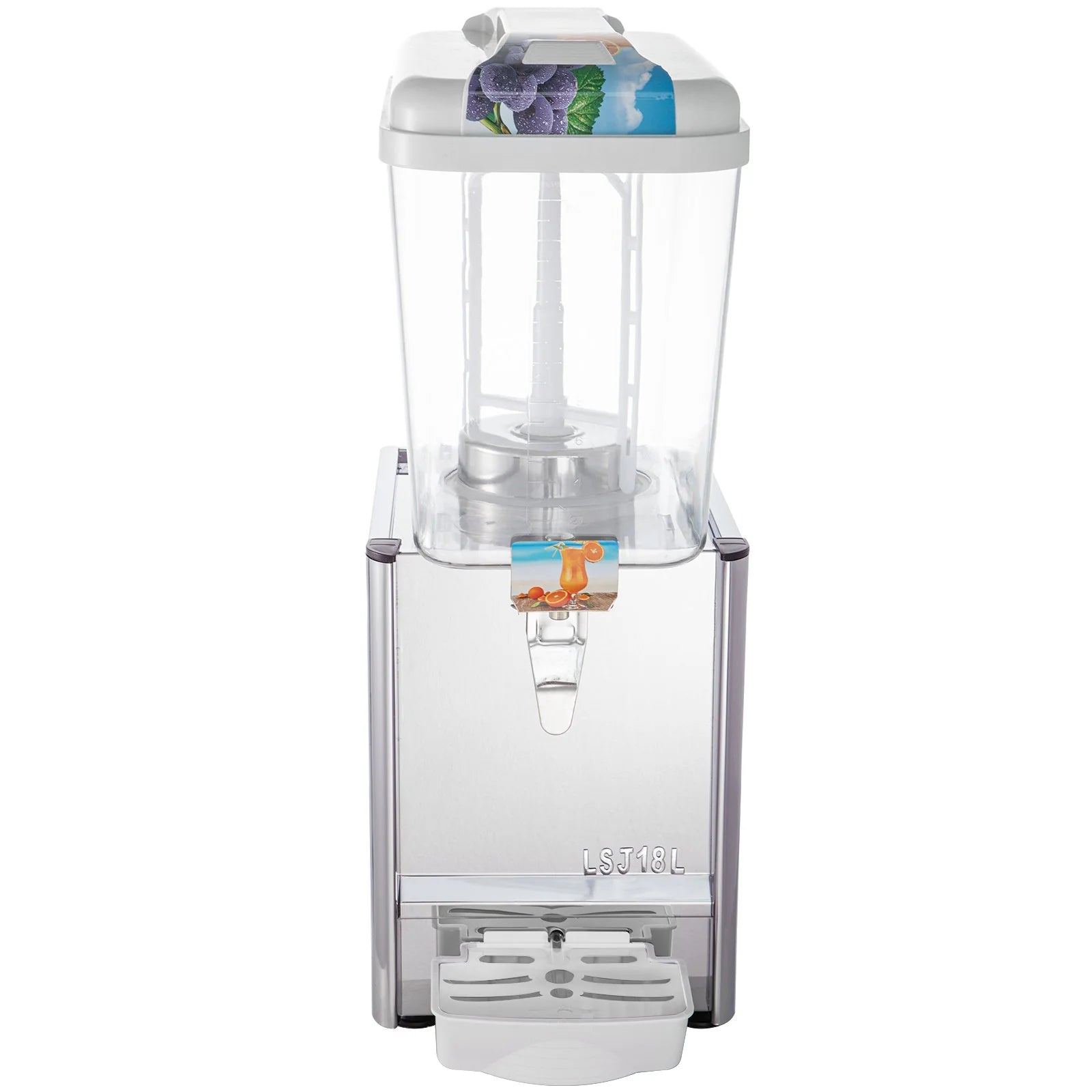 VEVOR Commercial Beverage Dispenser, 4.8 Gallon 1 Tank Cold Beverage Dispenser, 200W Food Grade Material Stainless Steel Commercial Juice Dispenser with Thermostat Controller for Cold Drink