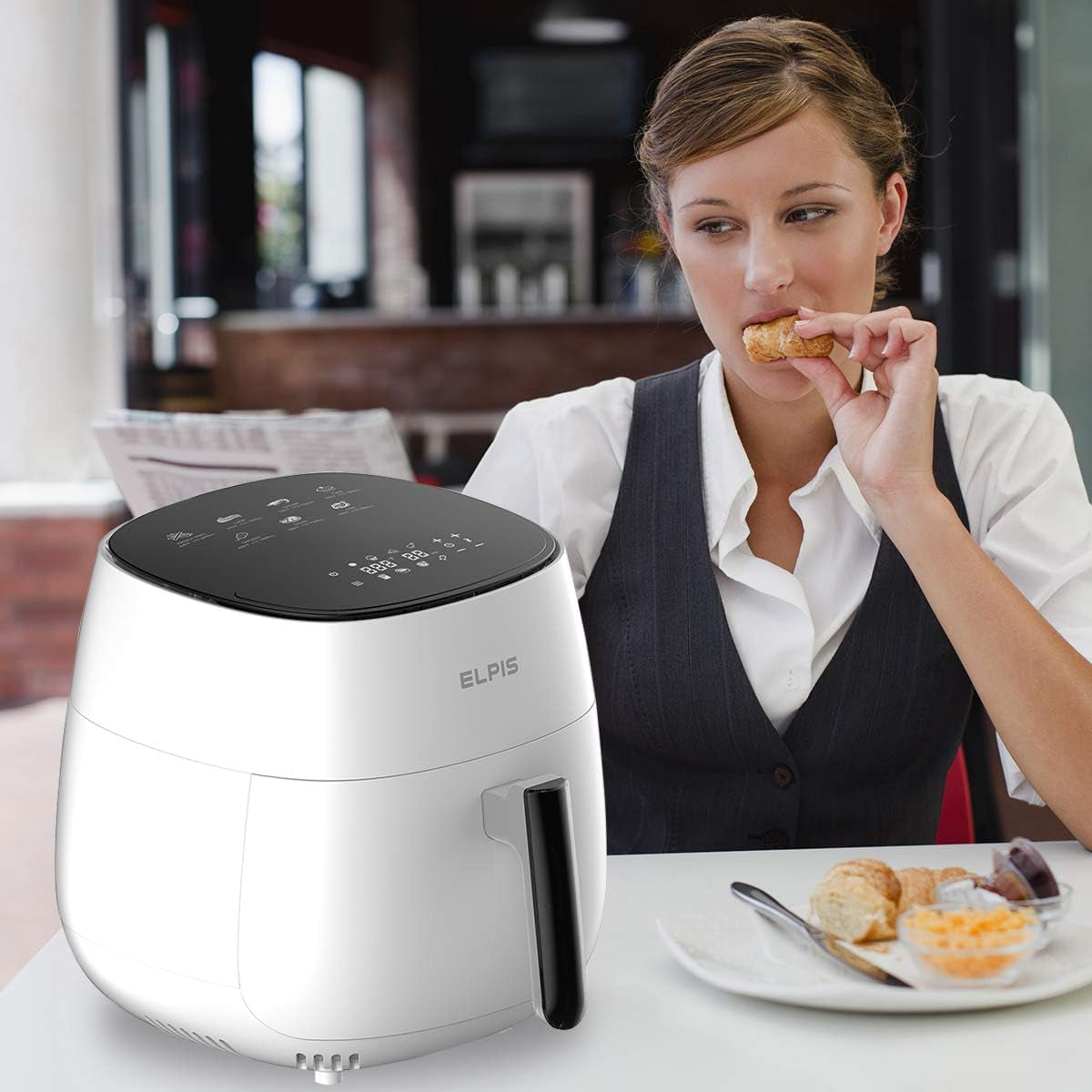 Ceramic Air Fryer 1400 Watt QT 8 In 1 LED Digital Touchscreen White