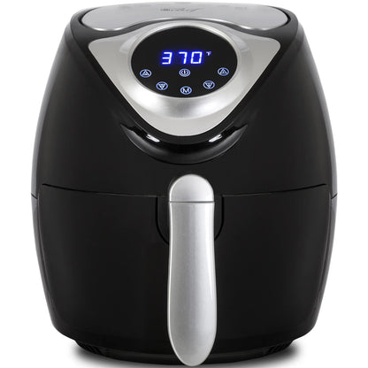 3.7 QT Personal Digital Air Fryer, 7 One-Touch Cooking Programs, Time and Temperature Controls, Dual Non-Stick Baskets, 1300W, Black