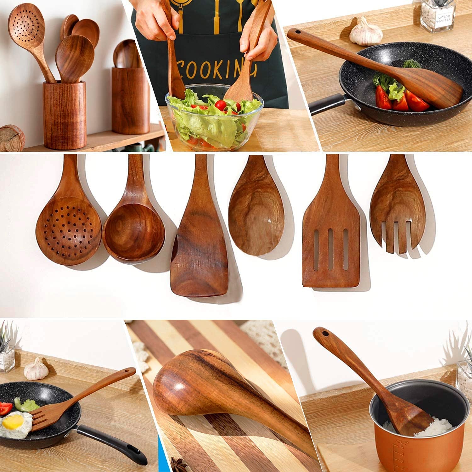 Piece Wooden Spoons for Cooking Wooden Utensils for Cooking