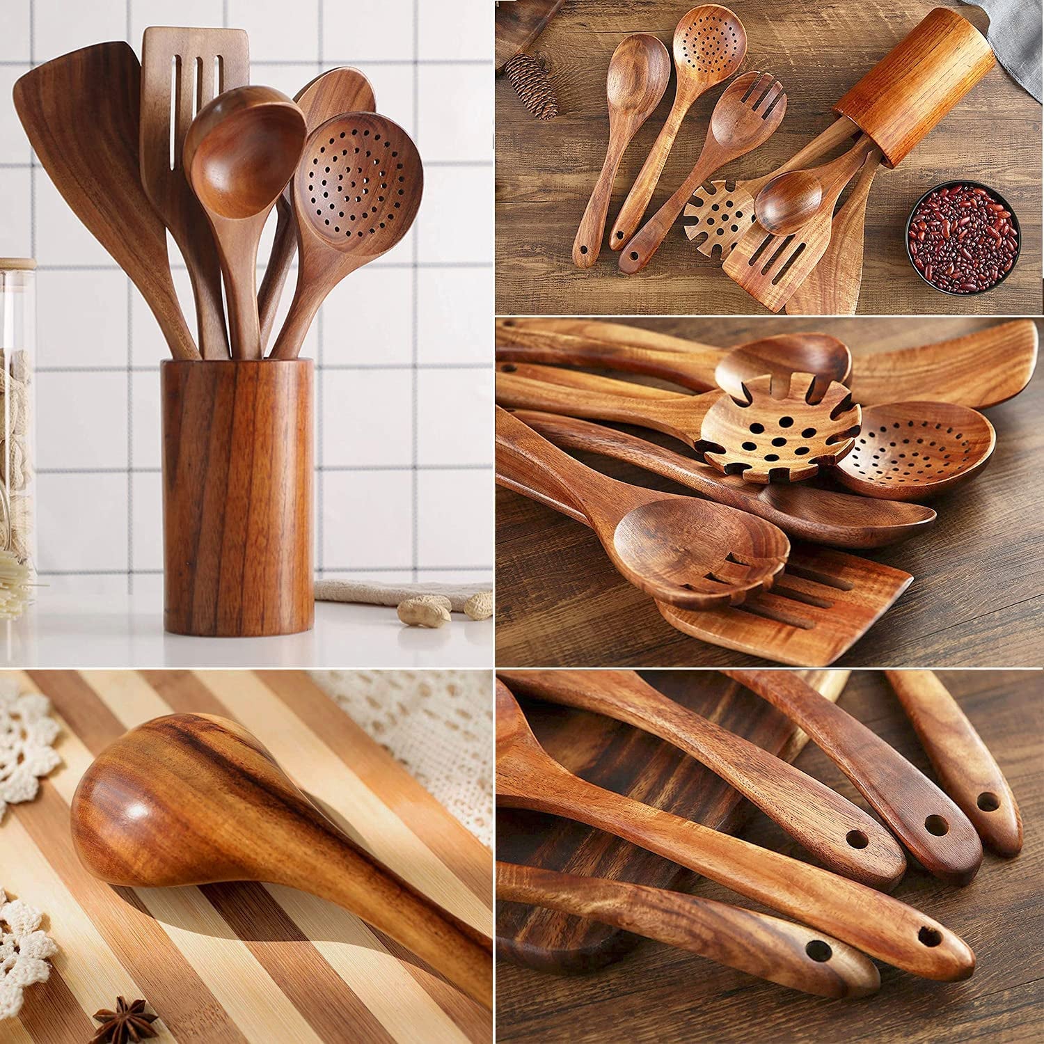 Piece Wooden Spoons for Cooking Wooden Utensils for Cooking