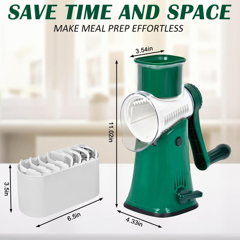 Cheese Grater Rotary, Rotary Grater for Kitchen, Kitchen Grater Vegetable Slicer with 5 Drum Blades, Fast Cutting Cheese Shredder for Vegetables and Nuts for Valentine'S Day Father'S Day Mother'S Day Gift