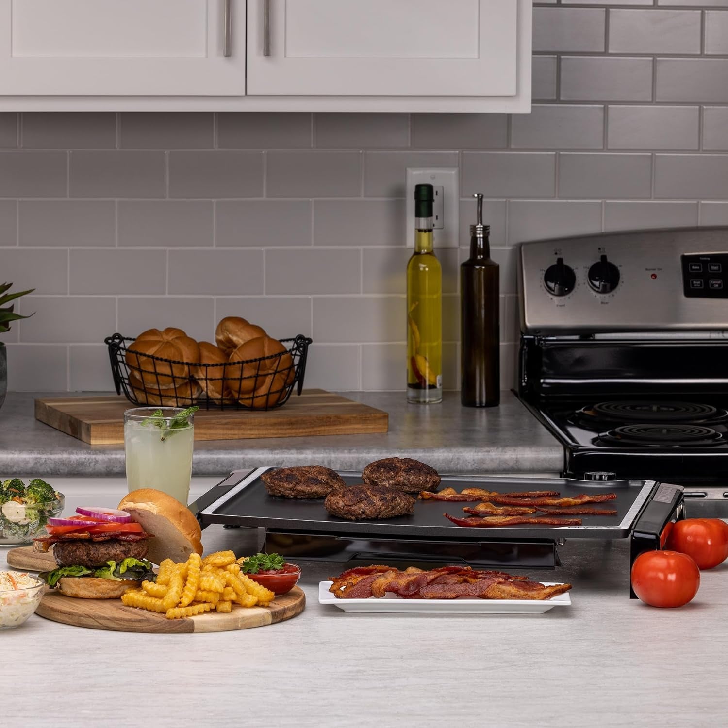 XL 07073 Electric Tilt-N-Fold Griddle, 19", Black