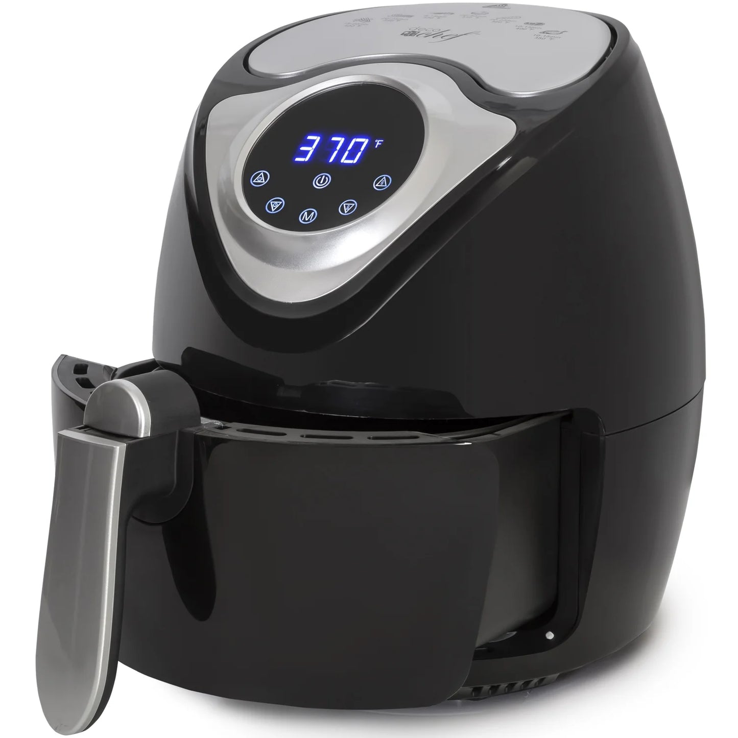 3.7 QT Personal Digital Air Fryer, 7 One-Touch Cooking Programs, Time and Temperature Controls, Dual Non-Stick Baskets, 1300W, Black