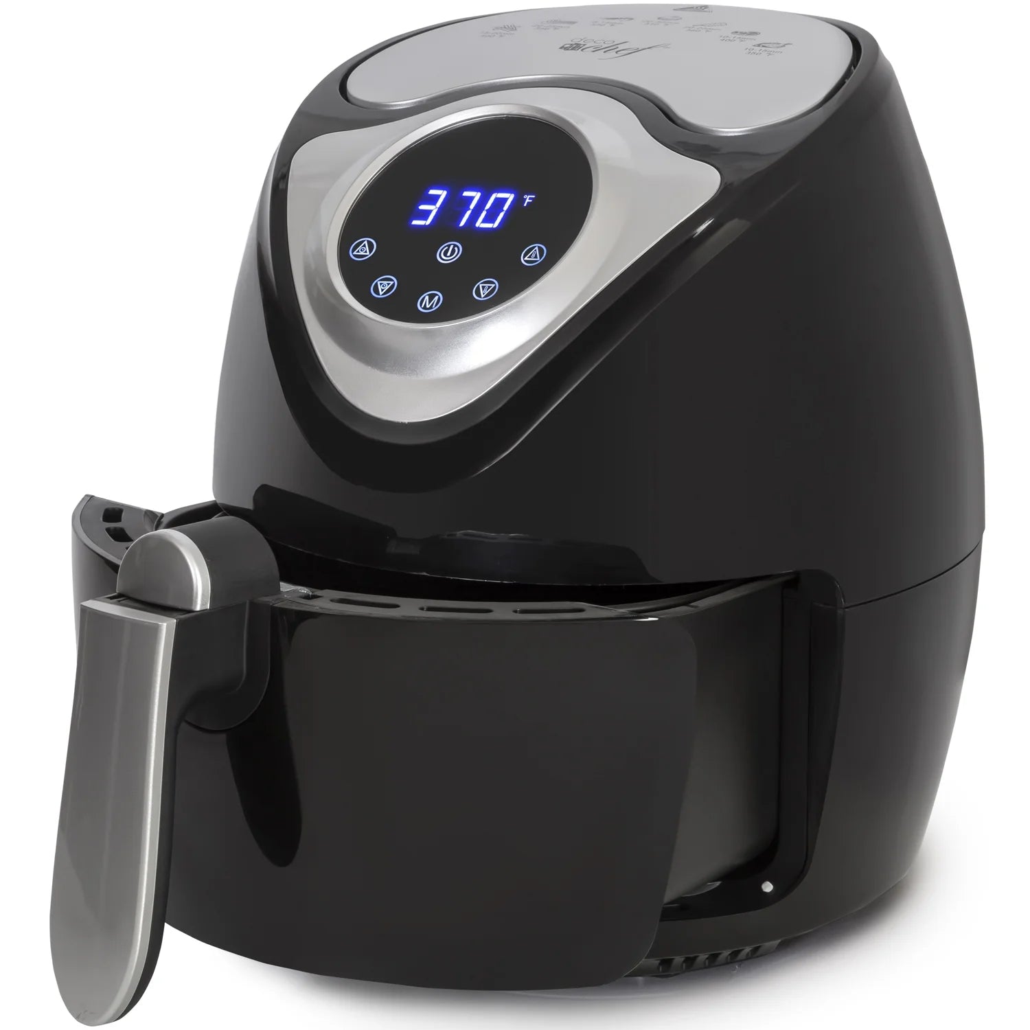 3.7 QT Personal Digital Air Fryer, 7 One-Touch Cooking Programs, Time and Temperature Controls, Dual Non-Stick Baskets, 1300W, Black
