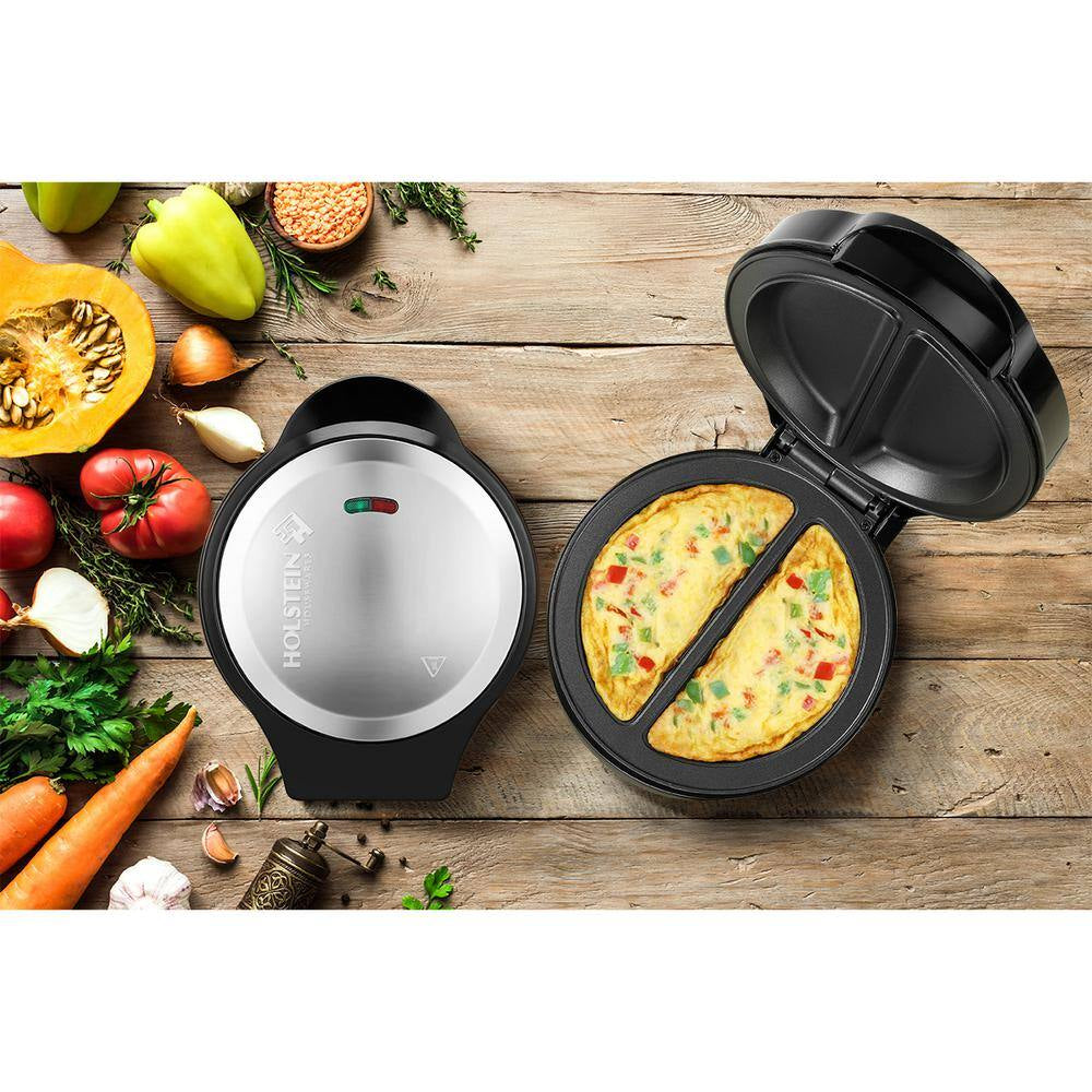 Egg Black and Stainless Steel upper housing 2 Section Omelet Maker