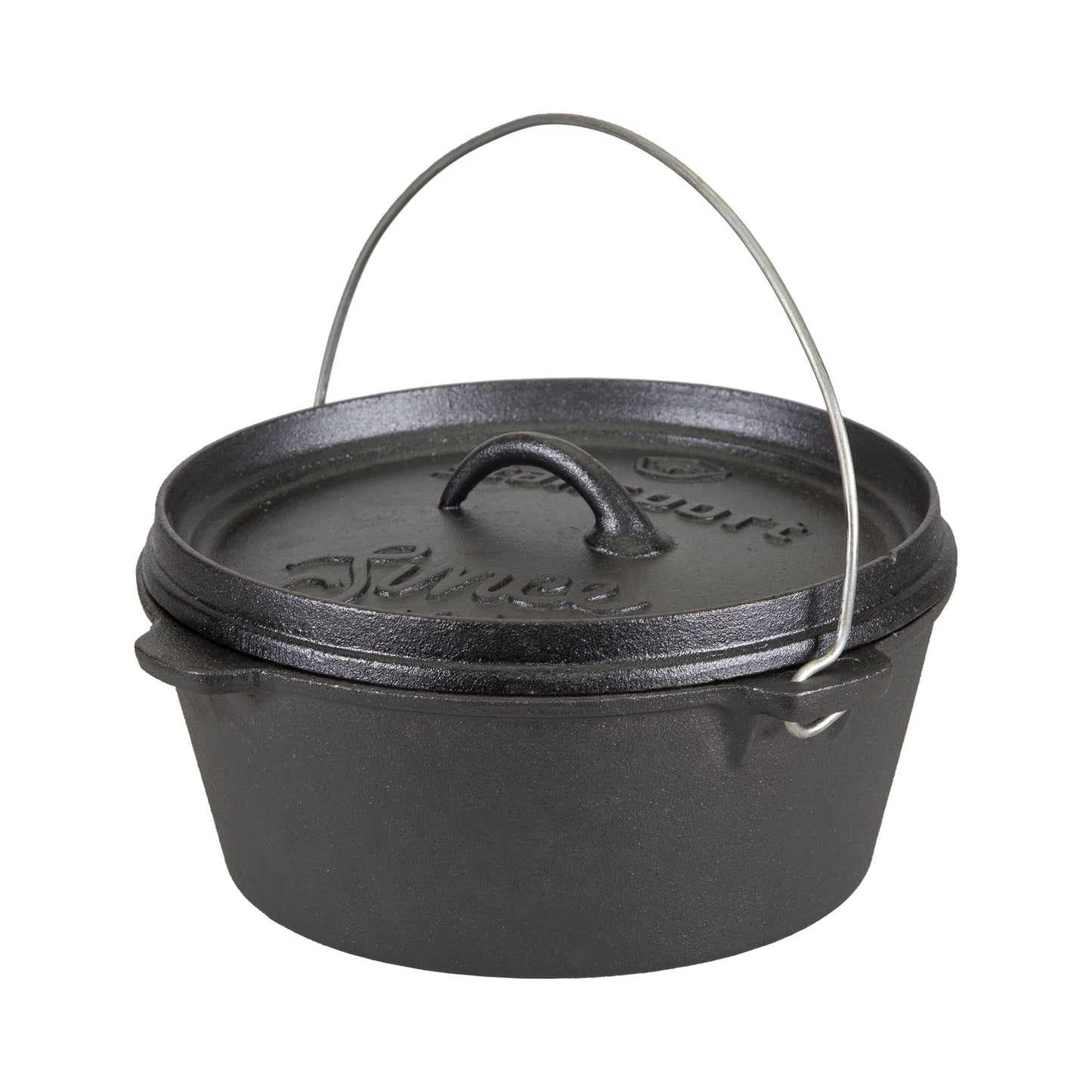 Pre-Seasoned Cast Iron Dutch Oven - 4 Quart - Flat Bottom with Easy-Clean Surface