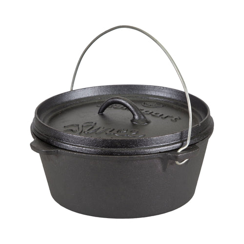 Pre-Seasoned Cast Iron Dutch Oven - 4 Quart - Flat Bottom with Easy-Clean Surface