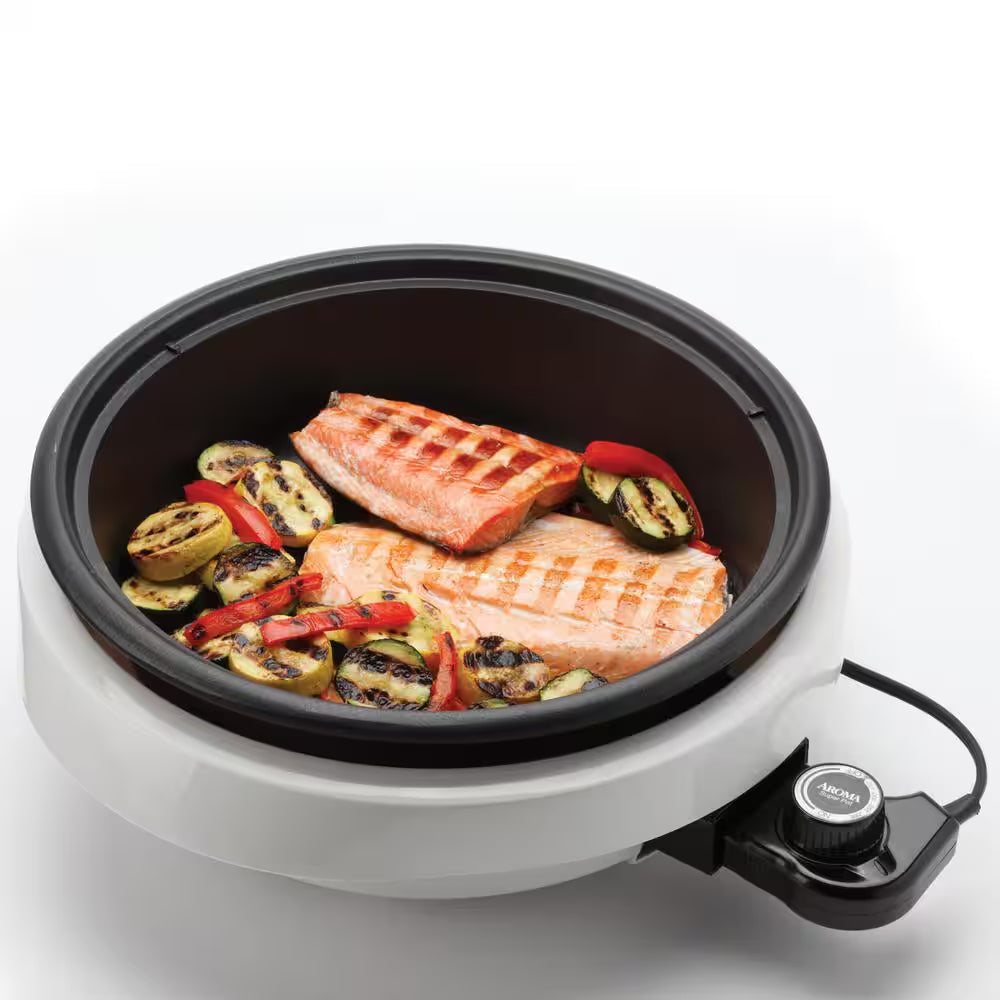 Super Pot 3 In 1 10 In White Indoor Grill with Lid