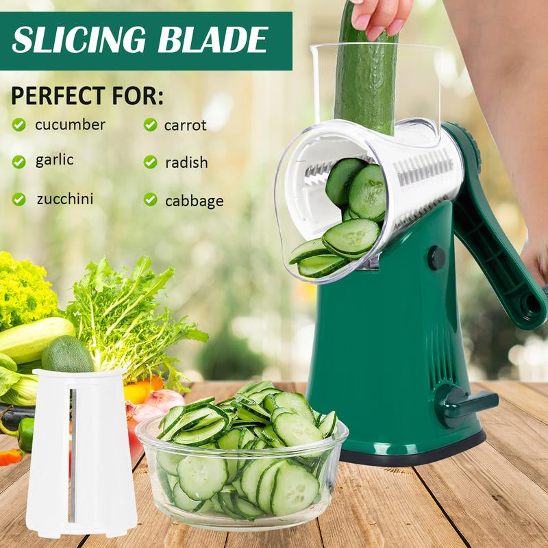 Cheese Grater Rotary, Rotary Grater for Kitchen, Kitchen Grater Vegetable Slicer with 5 Drum Blades, Fast Cutting Cheese Shredder for Vegetables and Nuts for Valentine'S Day Father'S Day Mother'S Day Gift