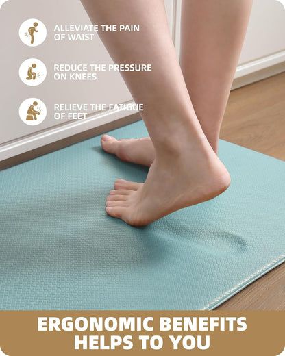 Kitchen Rugs, Kitchen Runner Rug Kitchen Floor Mat, Cushioned Anti-Fatigue Kitchen Mat, Non Slip Waterproof Comfort Standing Padded, Memory Foam Kitchen Mat, 17"X59", Teal