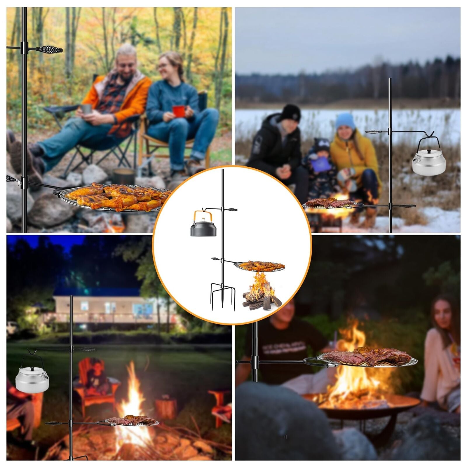 Swivel Campfire Grill Grate with Kettle Hook eBayCampfire Grill steel
